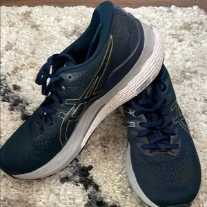 Asics Dark Blue Athletic Shoes with White Accents
